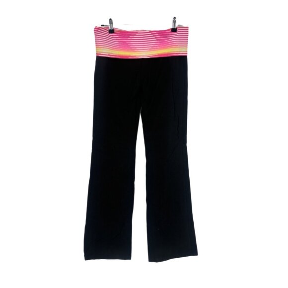 Victoria’s Secret PINK Black Flare Yoga Pants Colorful Waistband M - Picture 2 of 6